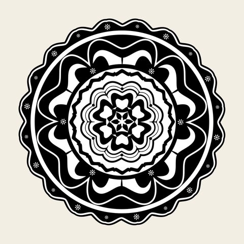 Lotus mandala layered — Korean traditional roundel motif vector (연꽃문 9444)