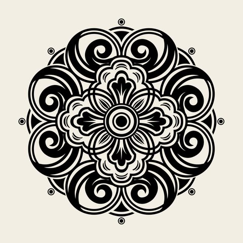 Lotus mandala roundel — Korean traditional roundel motif vector (연꽃문 5260)
