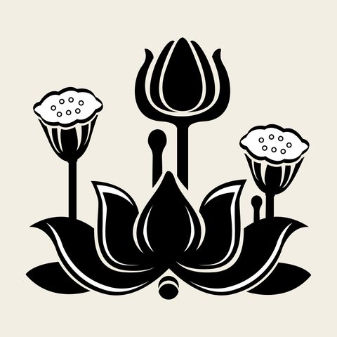 Lotus pond cluster — Korean traditional bloom motif vector (연꽃문 8443)