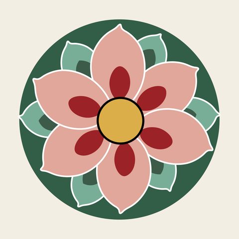 Lotus rafter end pink — Korean traditional roundel motif vector (경복궁 근정전 서까래B)