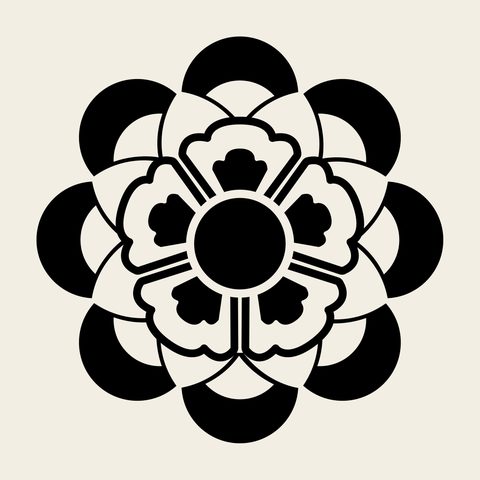 Lotus rosette bold — Korean traditional roundel motif vector (연덩굴문 8361)