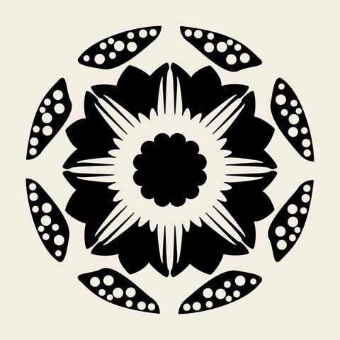 Lotus roundel dotted petals — Korean traditional roundel motif vector (연꽃문 5622)