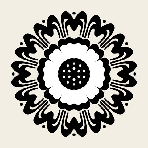 Lotus roundel flame petals — Korean traditional roundel motif vector (연꽃문 8314)