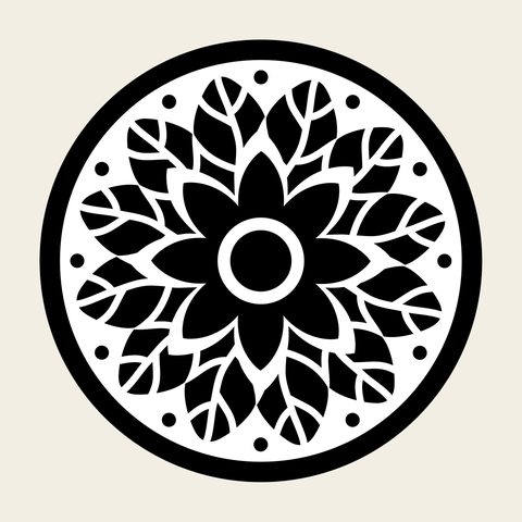 Lotus roundel many petal — Korean traditional roundel motif vector (연꽃문 10023)
