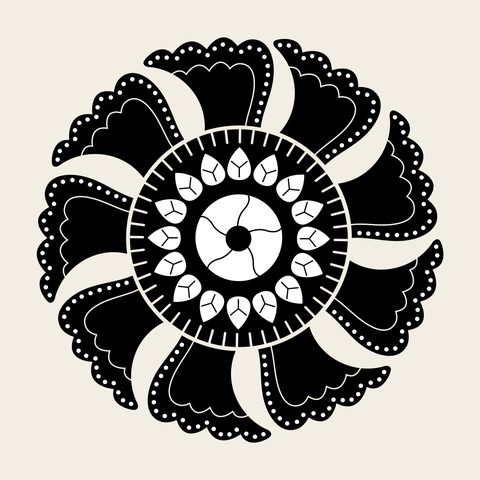 Lotus roundel pinwheel — Korean traditional roundel motif vector (연꽃문 8439)
