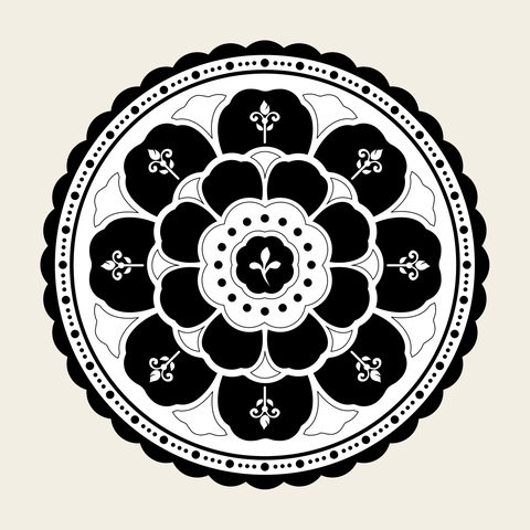 Lotus roundel ring — Korean traditional roundel motif vector (연꽃문 8313)