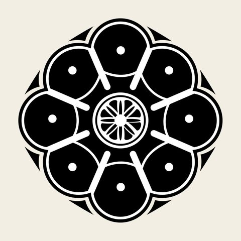 Lotus roundel six petal — Korean traditional roundel motif vector (연덩굴문 8405)
