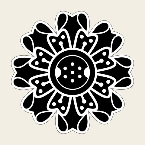 Lotus roundel spiky — Korean traditional roundel motif vector (연꽃문 8320)