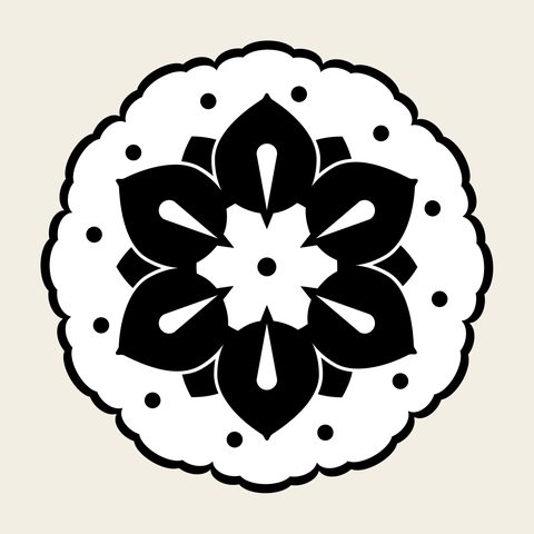 Lotus roundel star — Korean traditional flower motif vector (연꽃문 10127)