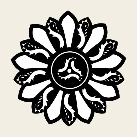 Lotus roundel sun — Korean traditional roundel motif vector (연꽃문 9707)