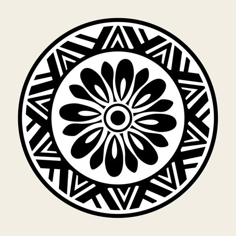 Lotus roundel tile border — Korean traditional roundel motif vector (연꽃문 10891)
