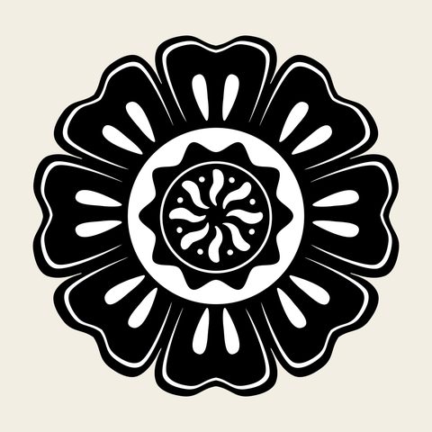 Lotus roundel tile end — Korean traditional roundel motif vector (연꽃문 10884)
