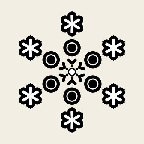 Lotus snowflake — Korean traditional quatrefoil motif vector (연꽃문 9459)