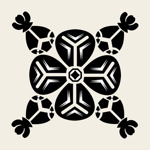 Lotus square cross — Korean traditional quatrefoil motif vector (연꽃문 8856)
