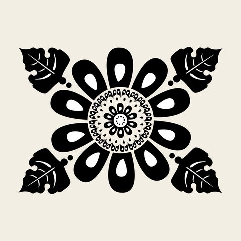 Lotus square leafy — Korean traditional quatrefoil motif vector (연꽃문 8850)