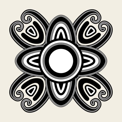 Lotus square scroll — Korean traditional quatrefoil motif vector (연꽃문 9306)