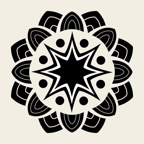 Lotus star rosette — Korean traditional roundel motif vector (연꽃문 8531)