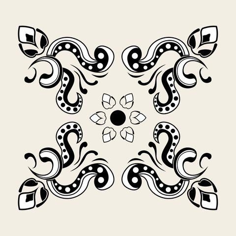 Lotus vine frame — Korean traditional band motif vector (연덩굴문 10295)
