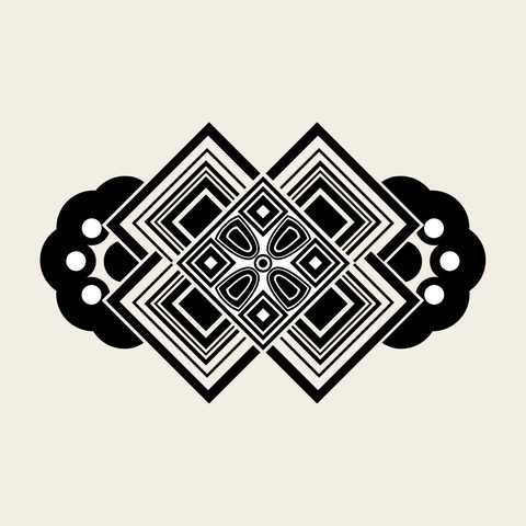 Lozenge cloud plaque — Korean traditional knot motif vector (칠보문 8771)