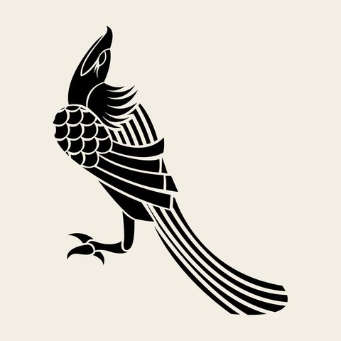 Magpie long tail — Korean traditional bird motif vector (새문 8902)