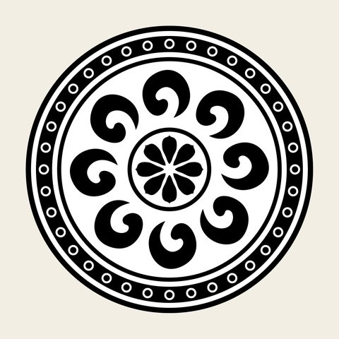 Medallion bead border — Korean traditional medallion motif vector (구슬이음 8369)