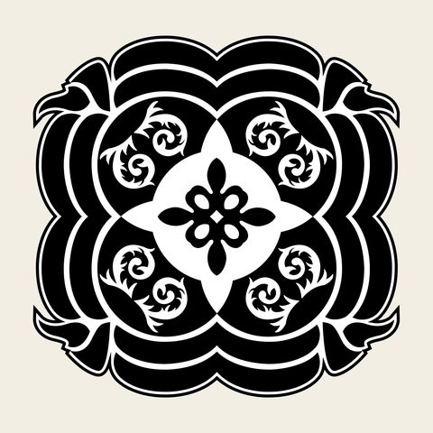 Medallion square floral — Korean traditional medallion motif vector (칠보문 8720)
