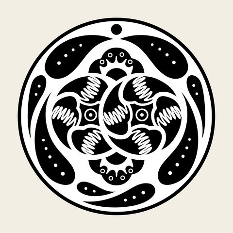 Medallion swirl round — Korean traditional medallion motif vector (칠보문 8967)