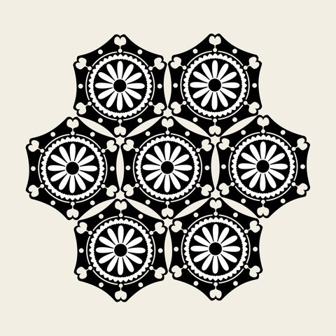 Naesosa lattice flower — Korean traditional geo motif vector (내소사 대웅보전 문살 5704)
