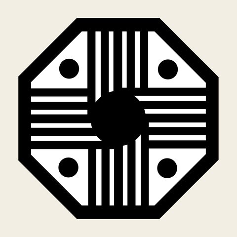 Octagon window hatched — Korean traditional window motif vector (떡살 5972)