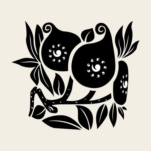 Peach cluster leaves — Korean traditional fruit motif vector (복숭아문 4478)