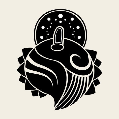 Peach moon roundel — Korean traditional fruit motif vector (복숭아문 9801)