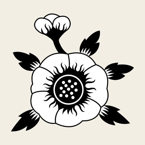 Peony bloom leaves — Korean traditional peony motif vector (모란문 9040)