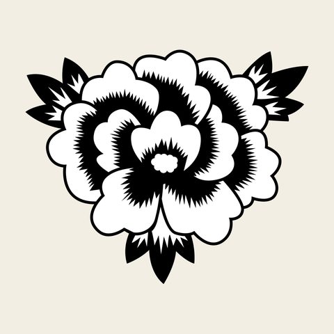 Peony bloom open — Korean traditional peony motif vector (모란문 9130)