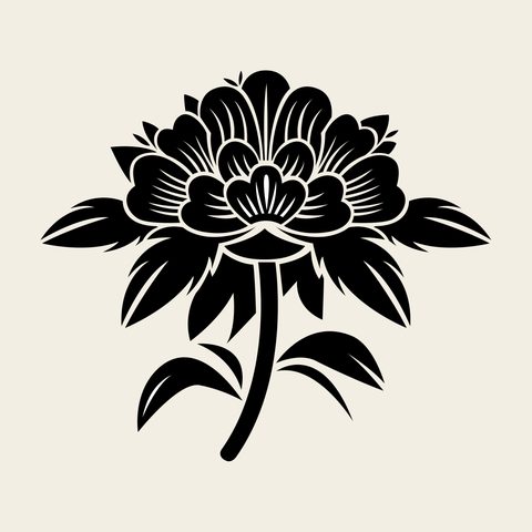 Peony bloom stem — Korean traditional peony motif vector (모란문 8892)