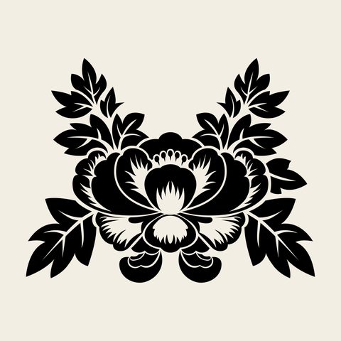 Peony bloom symmetric — Korean traditional peony motif vector (모란문 10019)