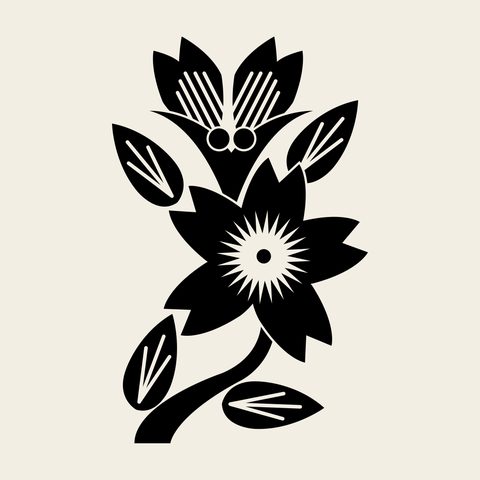 Peony branch — Korean traditional flower motif vector (모란문 4917)