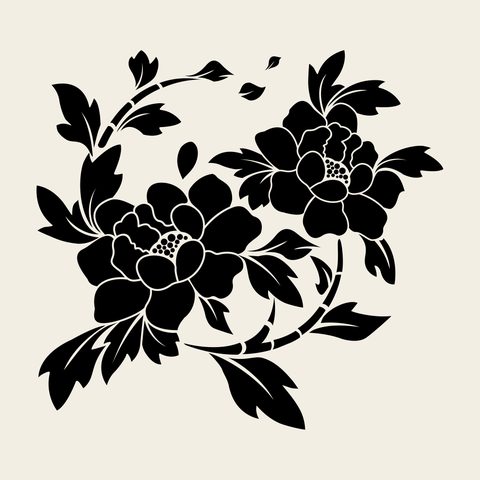 Peony bush — Korean traditional peony motif vector (모란문 9837)