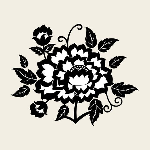 Peony cluster — Korean traditional flower motif vector (모란문 4974)