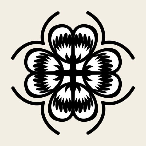 Peony four petal cross — Korean traditional peony motif vector (모란문 9131)