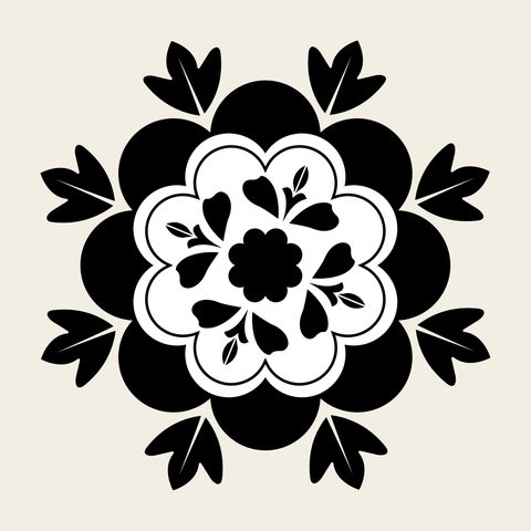 Peony roundel bold — Korean traditional peony motif vector (모란문 9557)