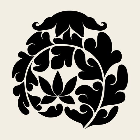 Peony roundel leafy — Korean traditional peony motif vector (모란문 4494)
