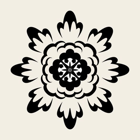 Peony roundel star — Korean traditional peony motif vector (모란문 9620)