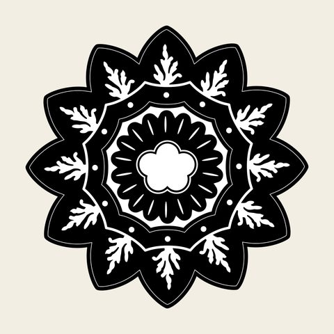 Peony roundel twelve petal — Korean traditional peony motif vector (모란문 9870)