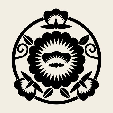 Peony roundel — Korean traditional flower motif vector (모란문 4898)