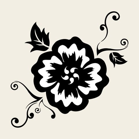 Peony scroll spray — Korean traditional peony motif vector (모란문 9551)