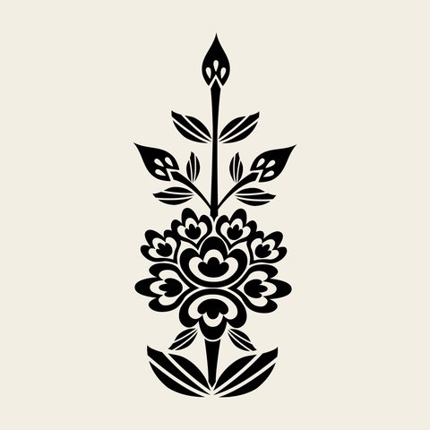 Peony stem tall — Korean traditional flower motif vector (모란문 4951)