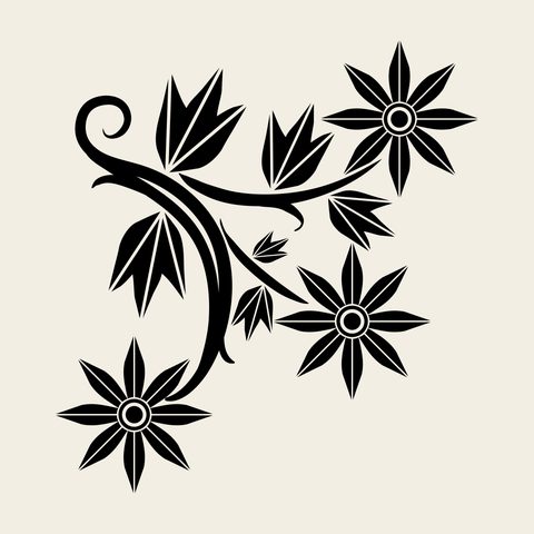 Peony vine leaves — Korean traditional flower motif vector (모란문 4933)