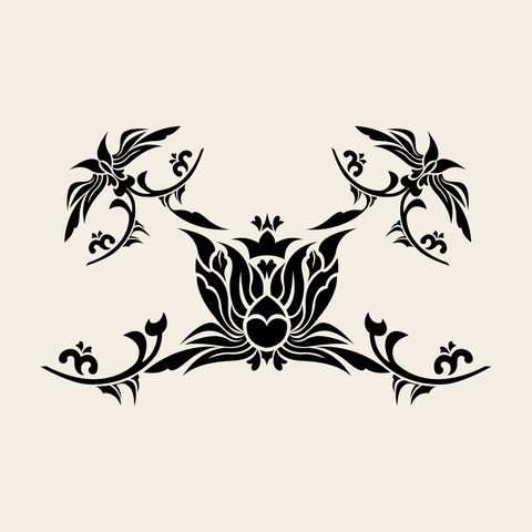 Peony vine symmetric — Korean traditional band motif vector (모란덩굴문 9662)