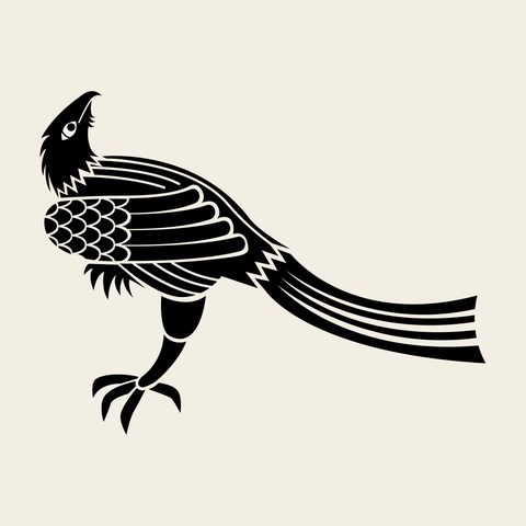 Pheasant striding — Korean traditional bird motif vector (새문 8898)