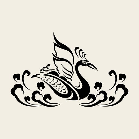 Phoenix bird tail — Korean traditional animal motif vector (새문 9673)
